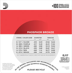 Daddario EJ17 Phosphor Bronze Kitaran Kielet (Medium, 13-56)