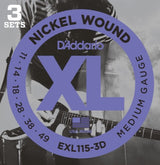 Daddario EXL115-3D Kitarajouset 3-pack (Medium, 11-49)