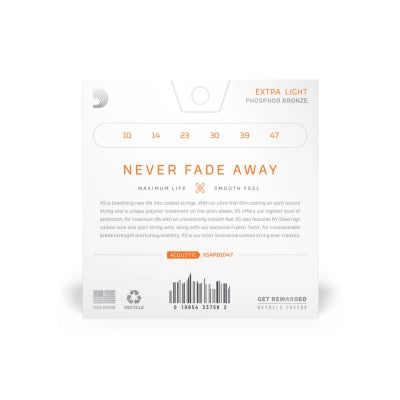 Daddario XSAPB1047 Fosforipronssinen kitarajousi (Extra Light, 10-47)