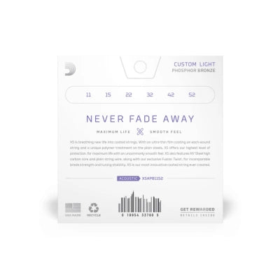 Daddario XSAPB1152 Fosforipronssinen kitarajousi (Custom Light, 11-52)