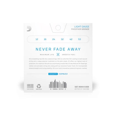 Daddario XSAPB1253 Fosforipronssinen kitarajousi (Light, 12-53)