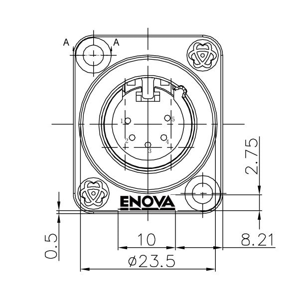 Enova 5-Pin XLR uros paneeliliitin, sort
