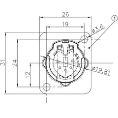 Enova 5-Pin XLR uros paneeliliitin, sort