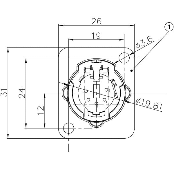 Enova 5-Pin XLR uros paneeliliitin, sort