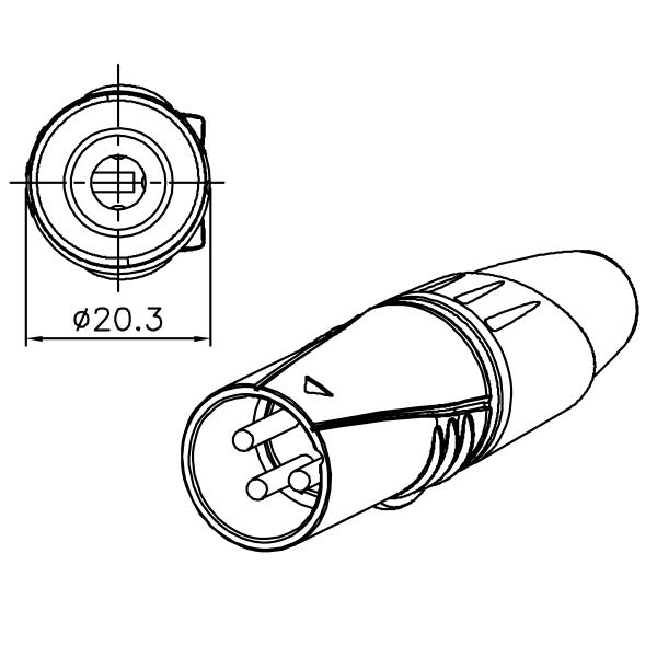 Enova 3-Pin XLR uros kaapeli pistoke, musta