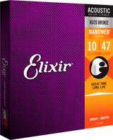 Elixir Nanoweb Bronze 80/20 kitarajousi (12-sauvainen, kevyt, 10-47)