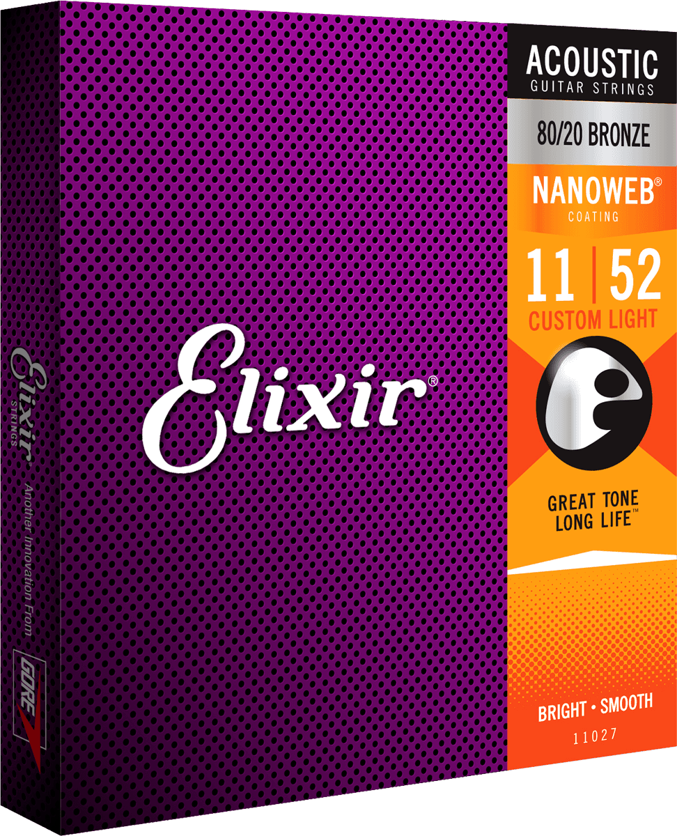 Elixir Nanoweb Bronze 80/20 Kitaran Kielet (Custom Light, 11-52)