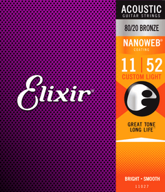 Elixir Nanoweb Bronze 80/20 Kitaran Kielet (Custom Light, 11-52)
