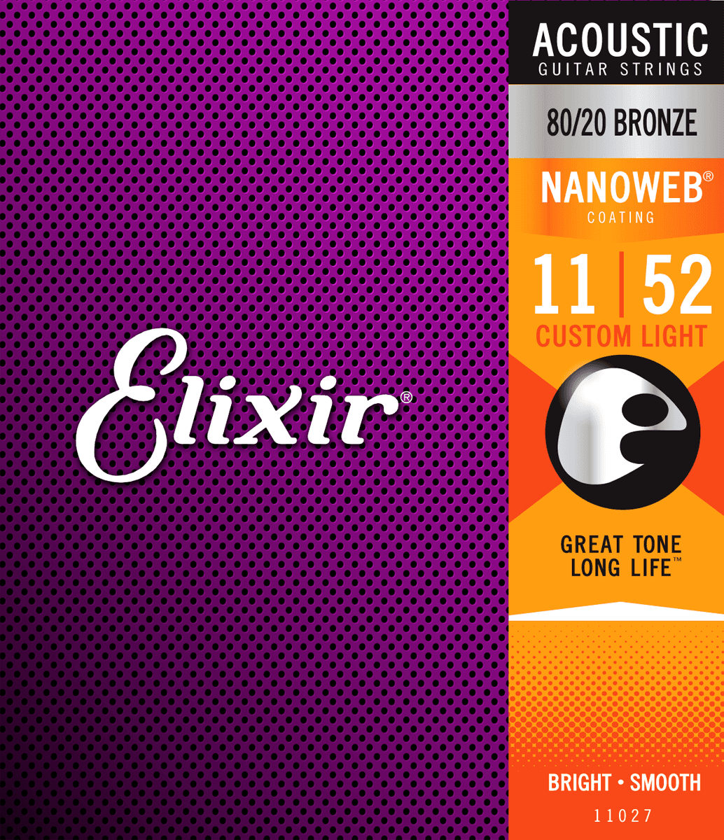 Elixir Nanoweb Bronze 80/20 kitarajousi (Custom Light, 11-52)