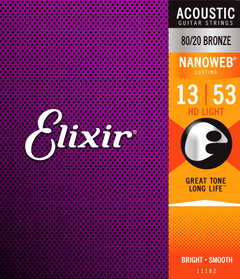 Elixir Nanoweb Bronze 80/20 Kitaran Kielet (HD Light, 13-53)