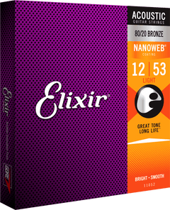 Elixir Nanoweb Bronze 80/20 Kitaran Kielet (Light, 12-53)