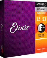Elixir Nanoweb Bronze 80/20 kitarajousi (Light, 12-53)