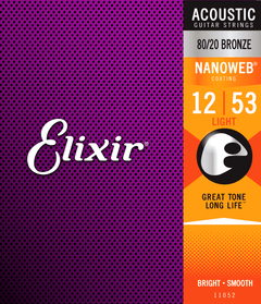 Elixir Nanoweb Bronze 80/20 Kitaran Kielet (Light, 12-53)