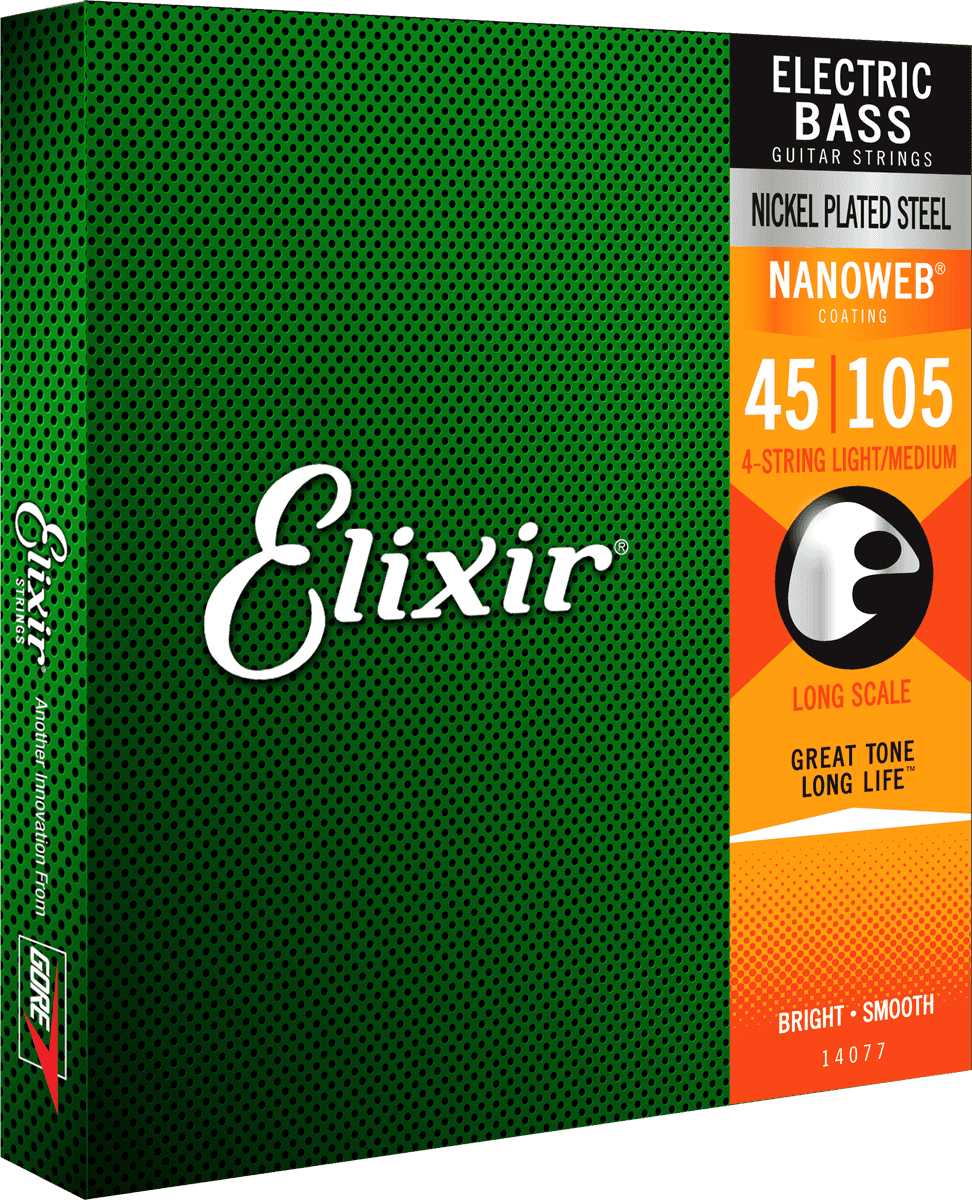 Elixir Nanoweb Nickel Basskielet (Medium, 45-105)