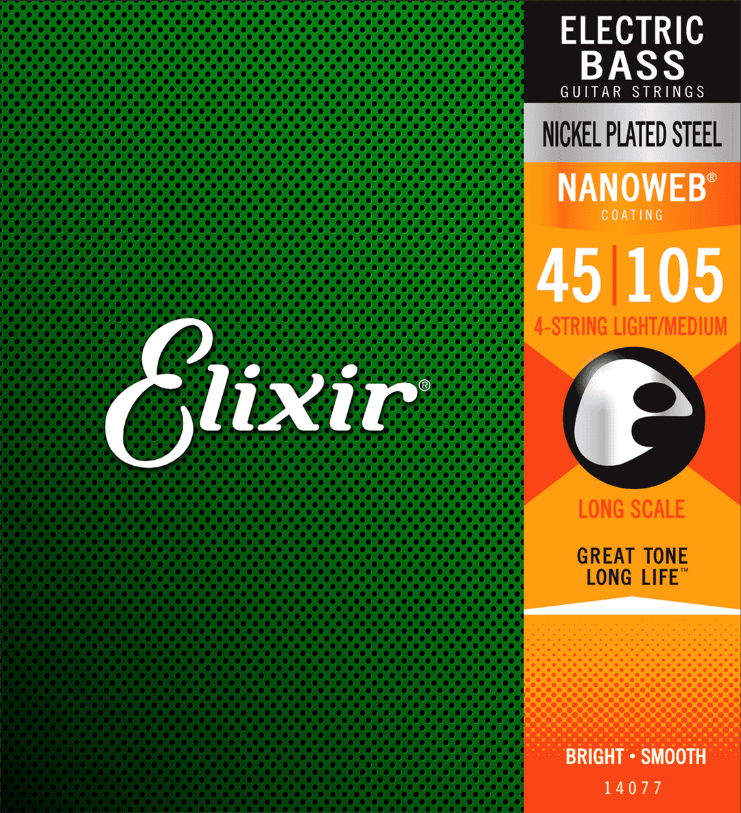 Elixir Nanoweb Nickel Basskielet (Medium, 45-105)