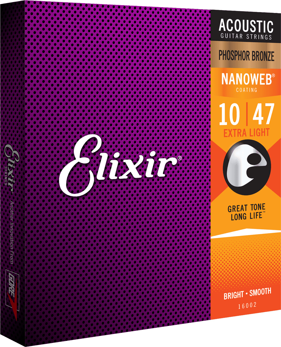 Elixir Nanoweb Phosphor Bronze  kitarajousi (Extra Light, 10-47)
