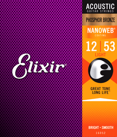 Elixir Nanoweb Phosphor Bronze Kitaran Kielet (Light, 12-53)