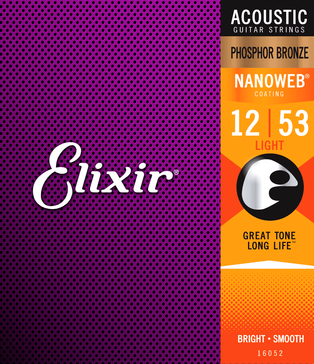 Elixir Nanoweb Phosphor Bronze Kitaran Kielet (Light, 12-53)