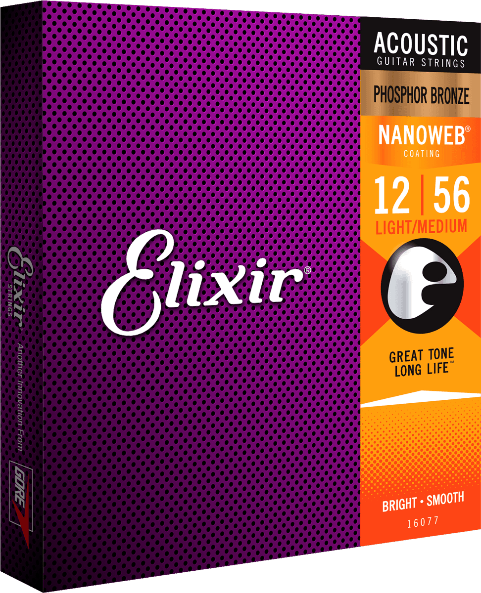 Elixir Nanoweb Phosphor Bronze Kitaran Kielet (Medium Light, 12-56)