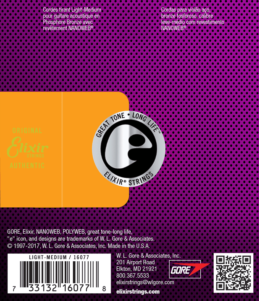 Elixir Nanoweb Phosphor Bronze kitarajouset (Medium Light 12-56)