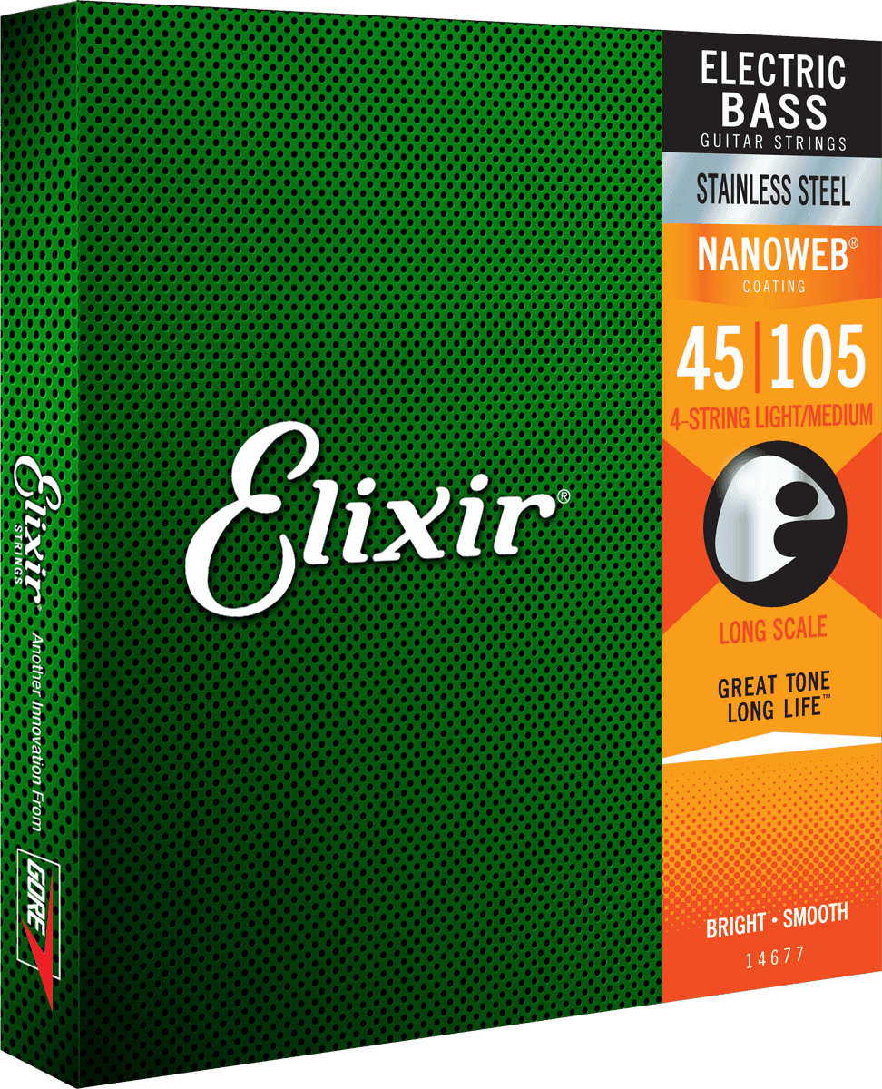 Elixir Nanoweb Stainless Steel Basskielet (Medium, 4c, 45-105)