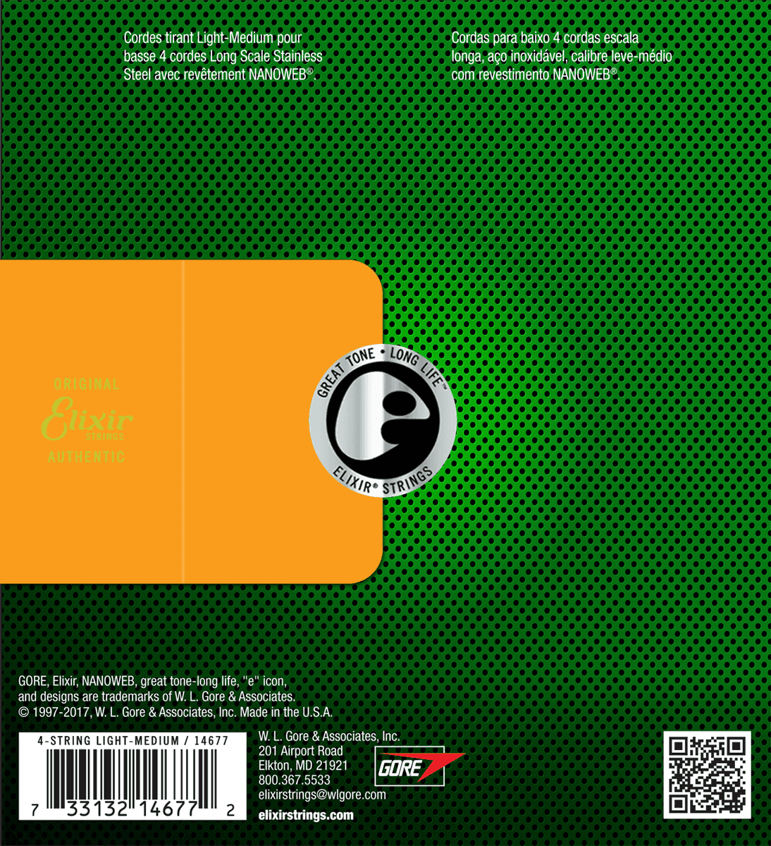 Elixir Nanoweb Stainless Steel Bassojousi (Medium, 4c, 45-105)