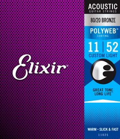 Elixir Polyweb Bronze 80/20 Kitaran Kielet (Custom Light, 11-52)