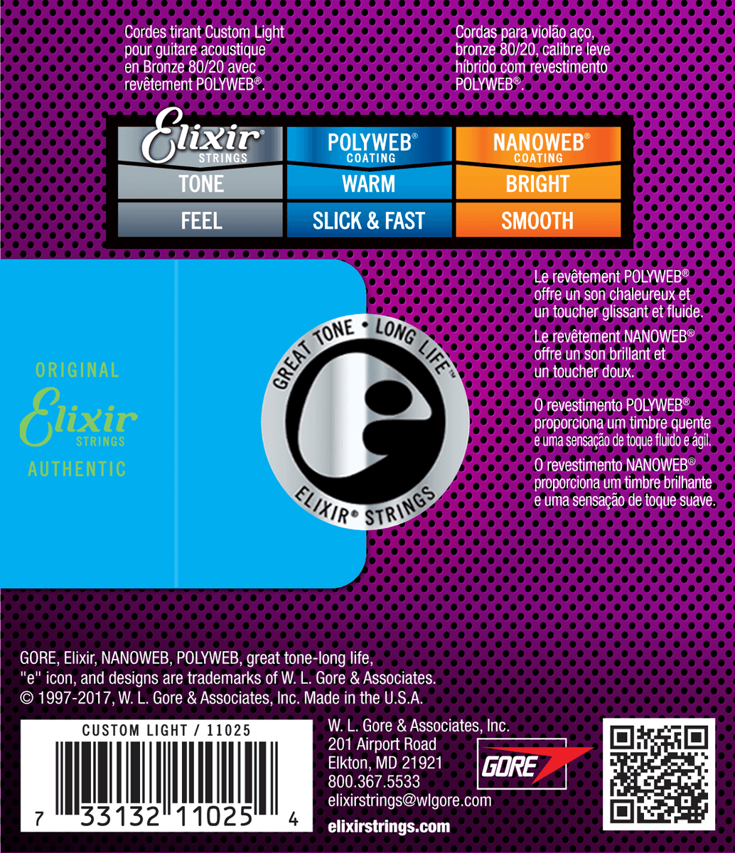 Elixir Polyweb Bronze 80/20 Kitaran Kielet (Custom Light, 11-52)