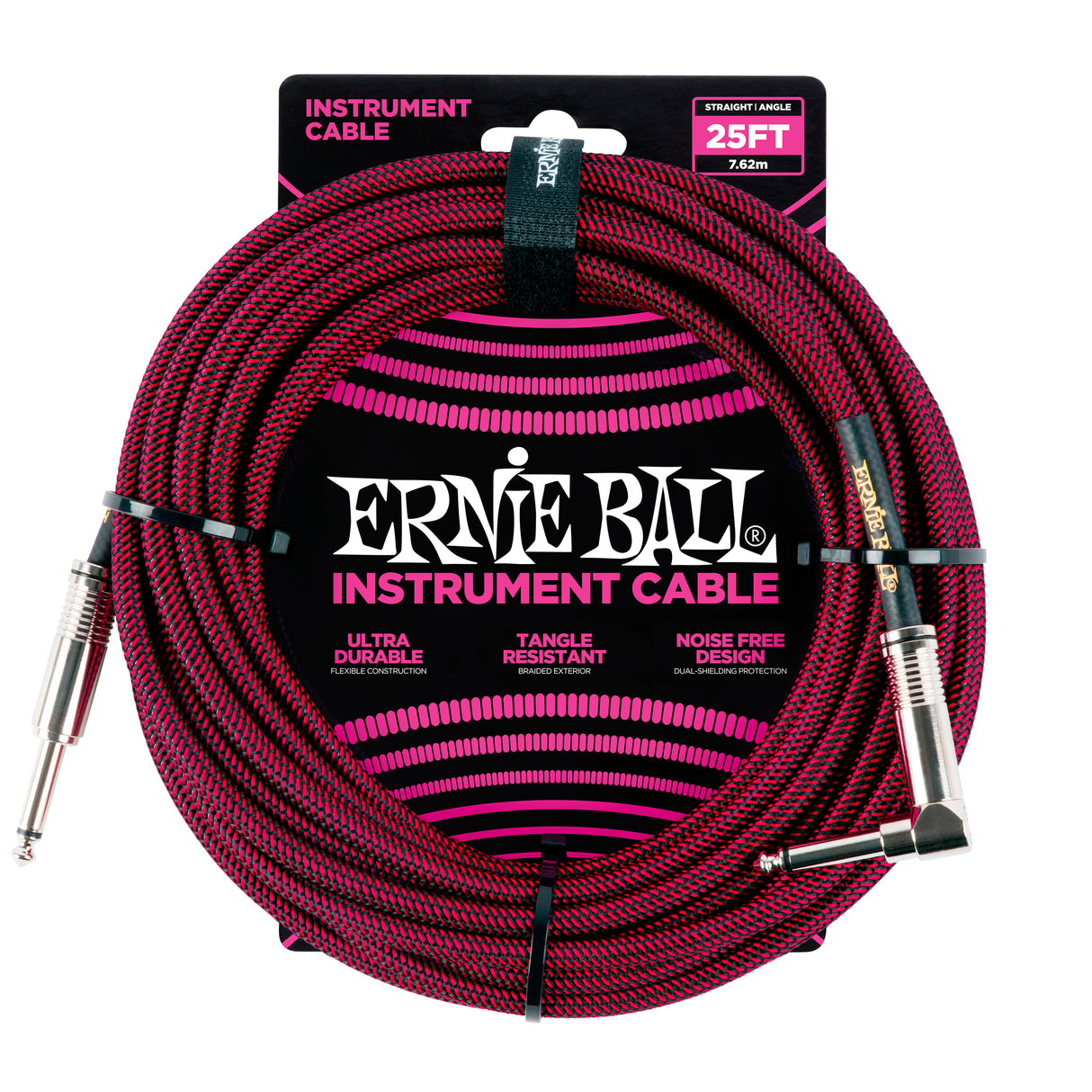 Ernie Ball 6062 kitarakaapeli (musta, punainen, 7.5m)
