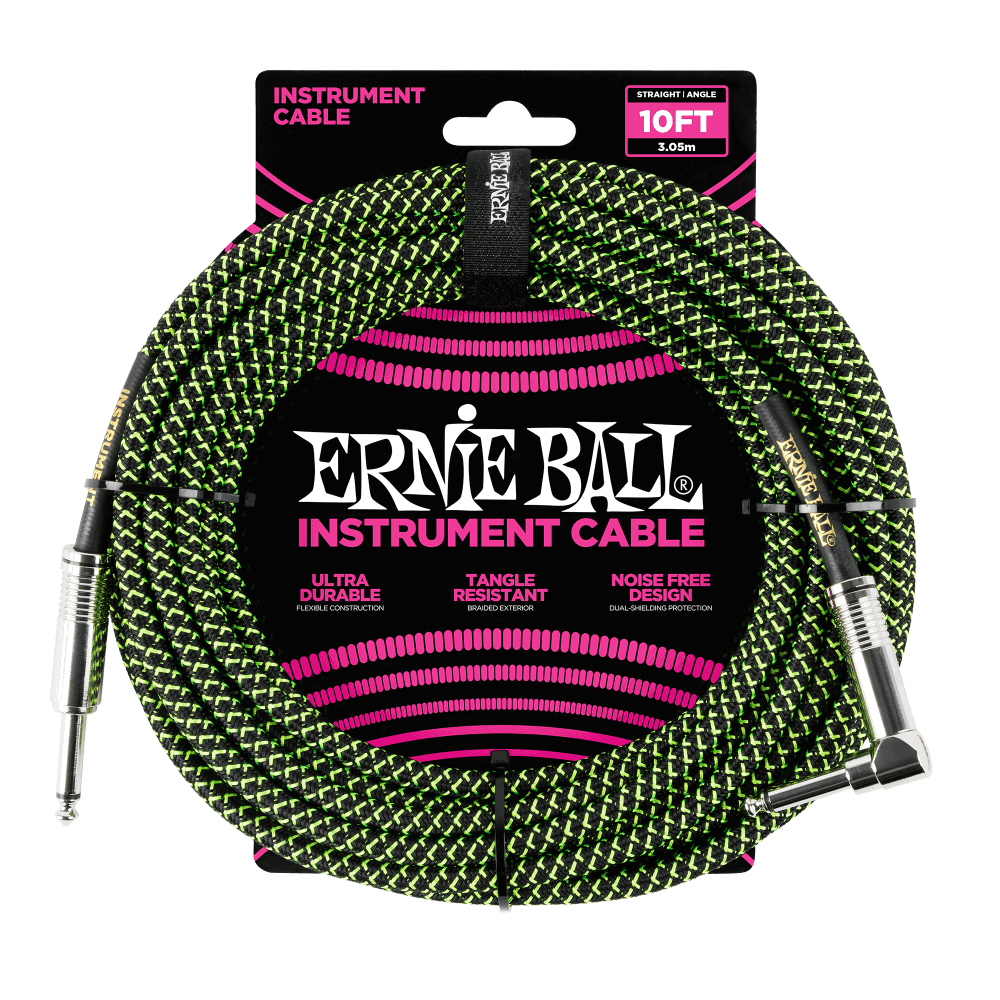 Ernie Ball 6077 Kitarakaapeli (musta, vihreä, 3m)