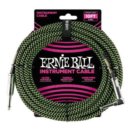 Ernie Ball 6077 Kitarakaapeli (Musta, Vihreä, 3m)