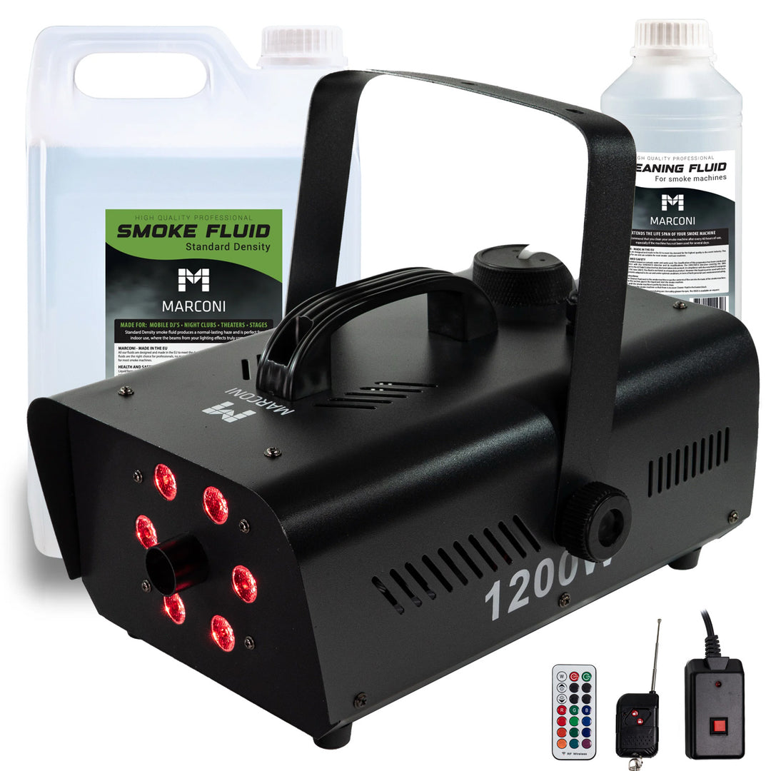 Marconi 1200W 6 LED Fog Machine Bundle