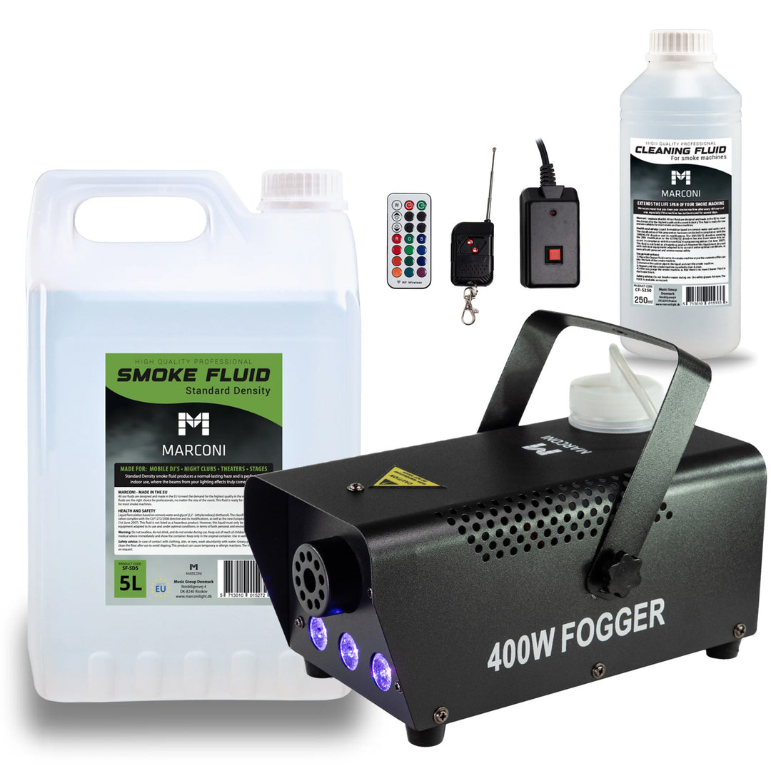 Marconi RGB Fog Machine (400 W, Musta) Bundle