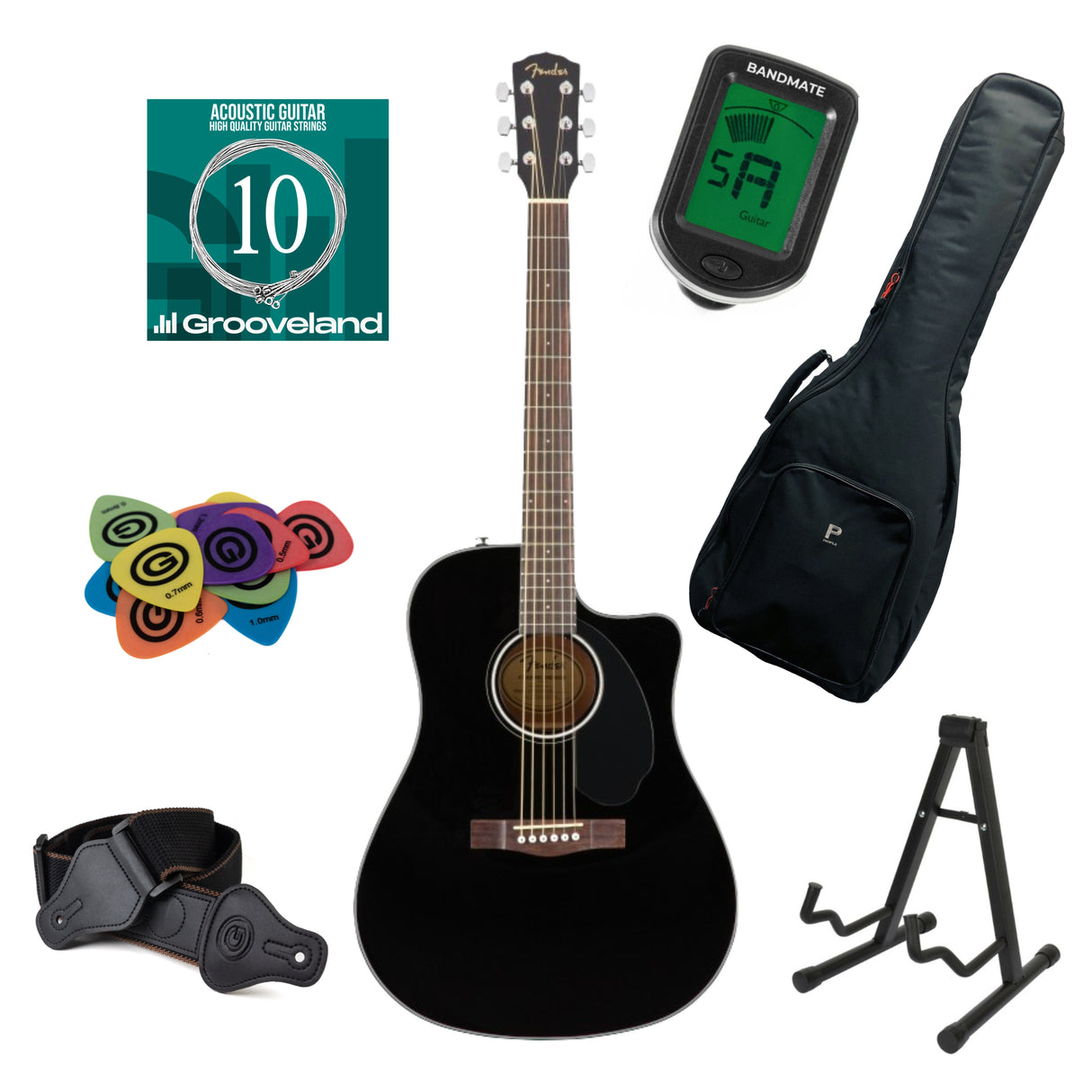 Fender CD-60SCE Starter Kit (musta)