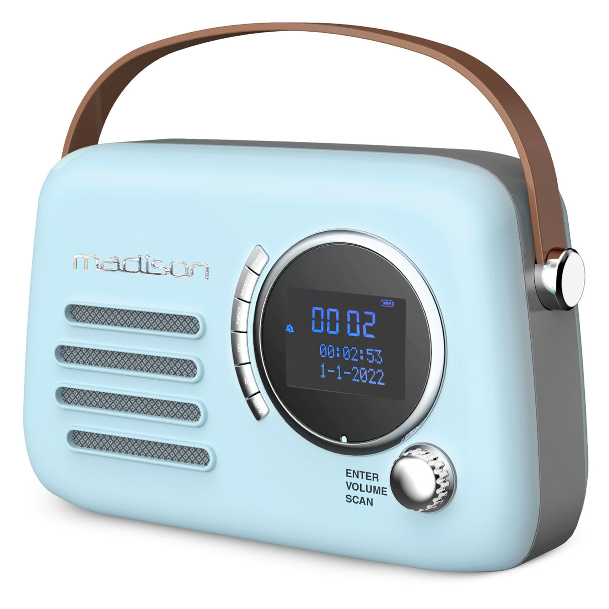 Madison Retro Radio Bluetoothilla, FM ä ja DAB (Vaaleansininen)