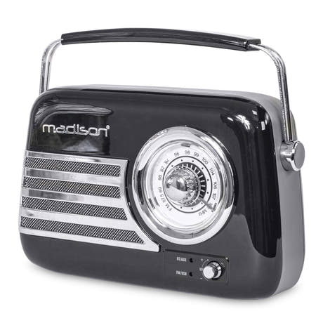 Madison Retro Radio Bluetoothilla ja FM:llä (Musta)