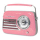 Madison Retro Radio, jossa on Bluetooth ja FM (vaaleanpunainen).