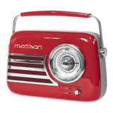 Madison Retro Radio, jossa on Bluetooth ja FM (punainen).