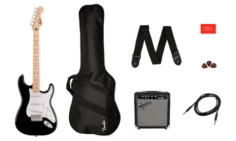 Fender Squier Sonic Stratocaster Sähkökitara Aloituspaketti (Musta)