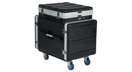 Gator GRC-12X10 PU-konsoliteline 12U yläosalla ja 10U sivulla