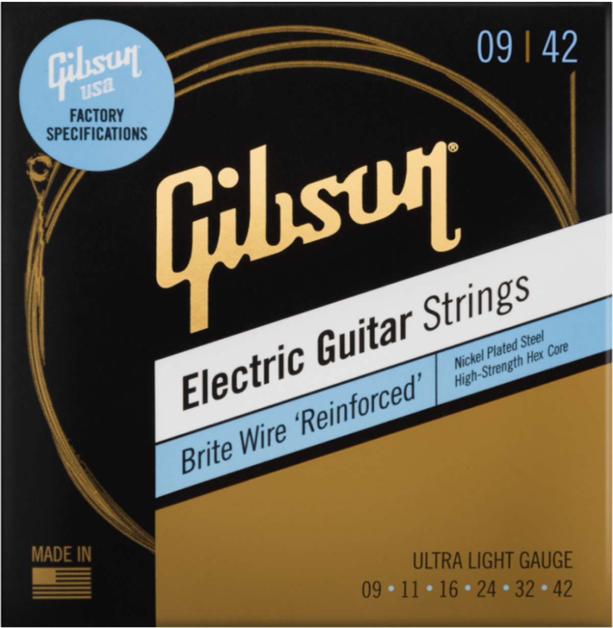Gibson Brite Wire Vahvistettu kitara jouset (Ultra-Light)