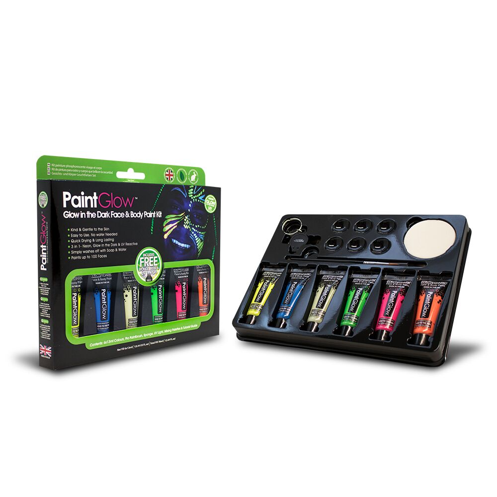 Glow in Dark UV kasvo- ja vartalomaalaus setti