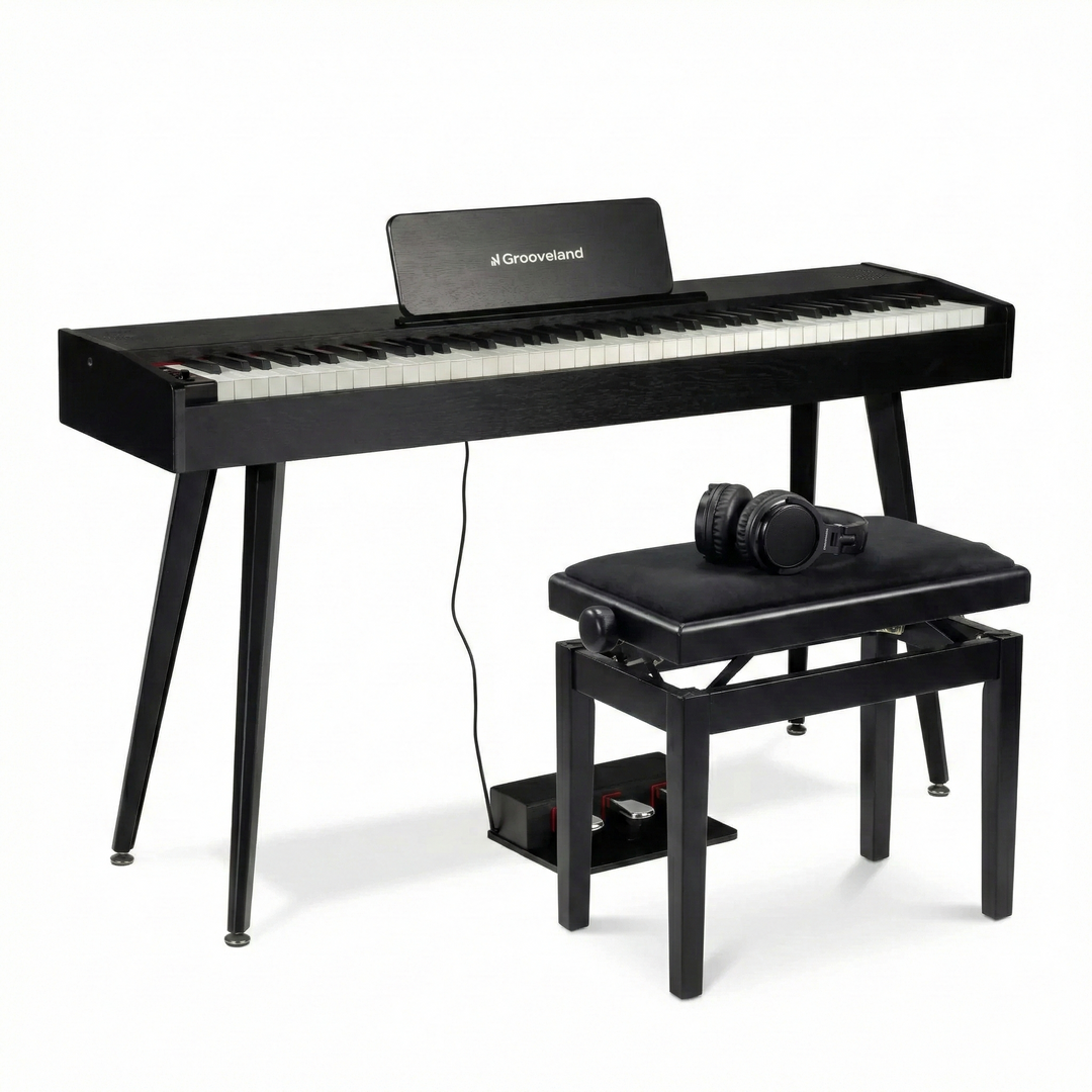 Grooveland DDP-140 sähköpiano (Musta) Bundle