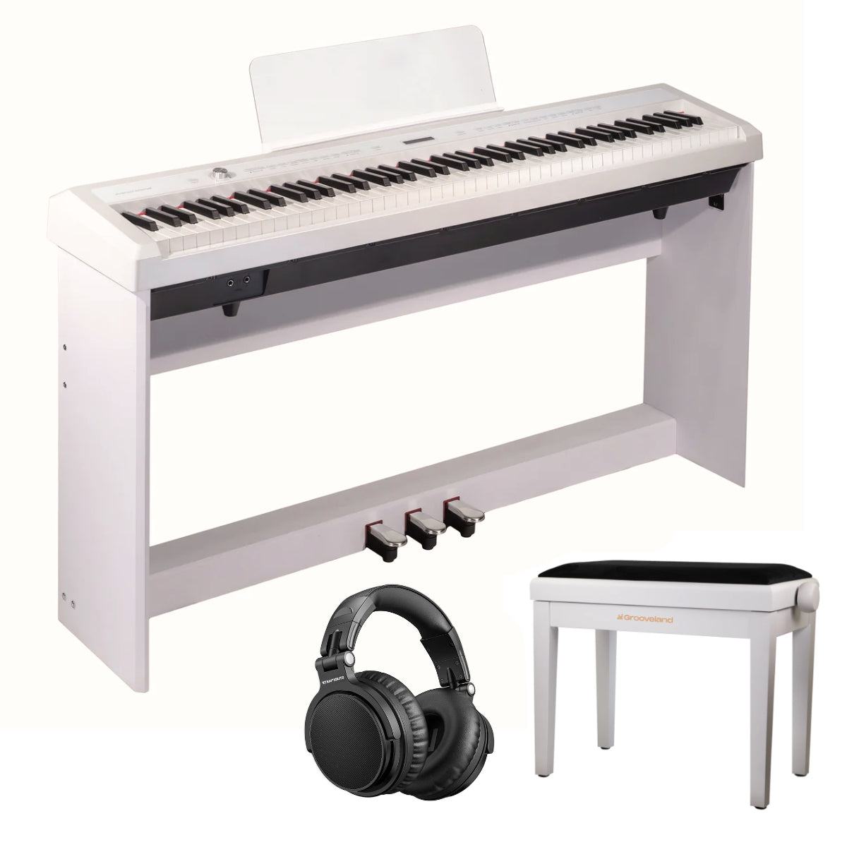 Grooveland P22 täydellinen Piano Pack, Valkoinen