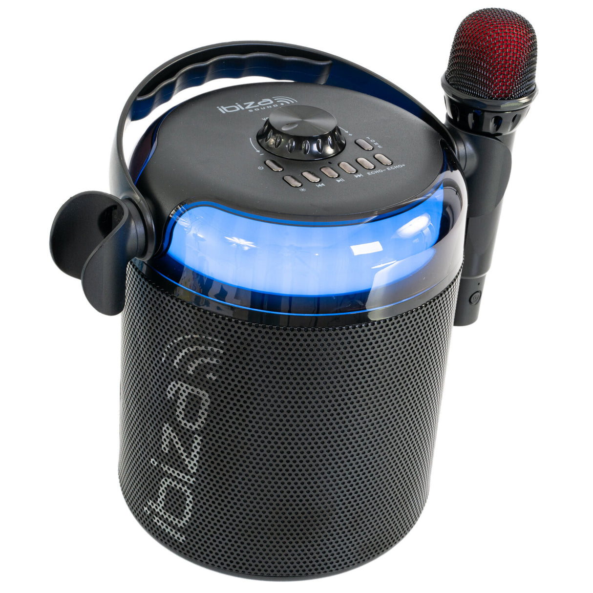 Ibiza Karaokejärjestelmä, jossa on Bluetooth ja 2 mikrofonia (musta).