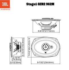 JBL Stage1 Gen2 962M 6x9" 3-tieautokaiuttimet