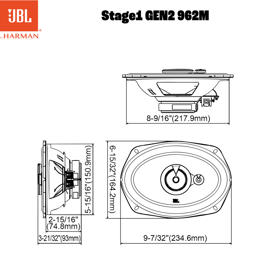 JBL Stage1 Gen2 962M 6x9" 3-tieautokaiuttimet
