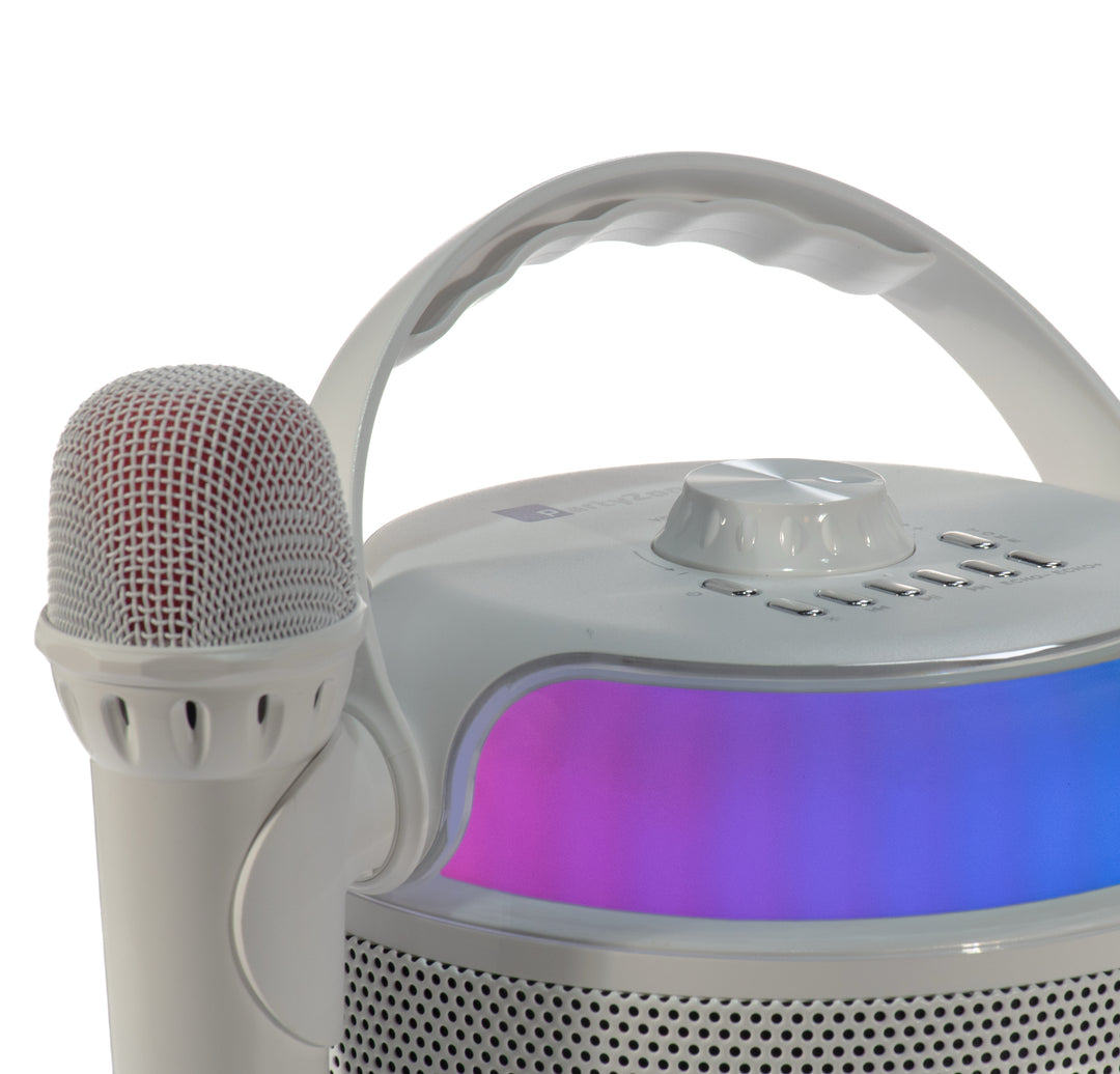 PartyZone karaoke-setti, sis. 2 mikrofonia (valkoinen) & LED PAR-ASTRO 2-in-1 diskovalo