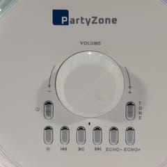 PartyZone karaoke-setti, sis. 2 mikrofonia (valkoinen) & LED PAR-ASTRO 2-in-1 diskovalo