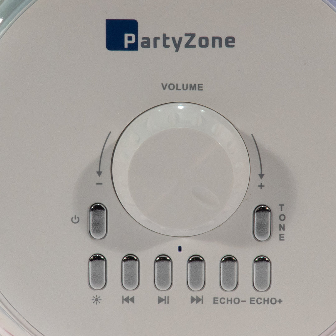 PartyZone karaoke-setti, sis. 2 mikrofonia (valkoinen) & LED PAR-ASTRO 2-in-1 diskovalo